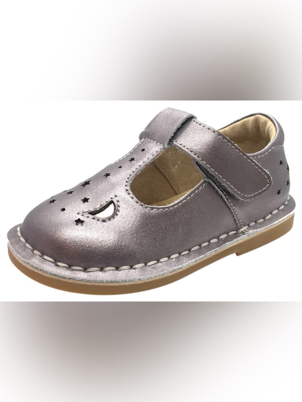 Girls 6 Livie & Luca Mae Pewter Metallic Shimmer Leather T-Strap Mary Janes